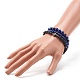 Natural Lapis Lazuli(Dyed) & Lava Rock Round Beads Stretch Bracelets Set(BJEW-JB06982-03)-5