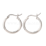 Rhodium Plated 925 Sterling Silver Hoop Earrings, Platinum, 18x2mm(JE835A-02)