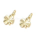 Brass Charms, Clover Charms, Cadmium Free & Lead Free, Rack Plating, Long-Lasting Plated, Real 18K Gold Plated, 11x9x1.5mm, Hole: 3.5mm(KK-CBA9234-03G)