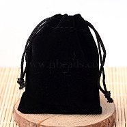 Rectangle Velvet Pouches, Gift Bags, Black, 15x10cm(X-TP-R002-10x15-01)