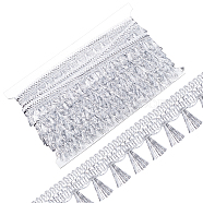 15 Yards Filigree Polyester Lace Fringe Trim, Tassel Lace Ribbon, for Clothing Accessories, WhiteSmoke, 1-1/8 inch(27mm)(OCOR-WH0089-13B)