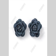 Denim Cloth Flowers, Jean Fabric Camelia, Sewing Ornaments, DIY Costume Accessories, Steel Blue, 35x34x15mm(DIY-WH0409-40B)