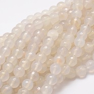 Dyed Natural Agate Faceted Round Beads Strands, Creamy White, 8mm, Hole: 1mm, about 48pcs/strand, 15.3 inch(G-E320B-8mm-06)