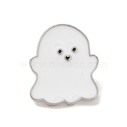 Halloween Series Platinum Aolly Brooches, Enamel Pins, Ghost, 20x17x2mm(JEWB-U004-03C)