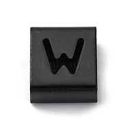 Ion Plating(IP) 304 Stainless Steel Square Slide Charms, Black, Letter W, 9x8x4mm, Hole: 3.5x8.5mm(STAS-L132-05W-B)