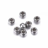 202 Stainless Steel Beads, Rondelle, Stainless Steel Color, 2.5x1.8mm, Hole: 1.2mm(STAS-H467-07P)