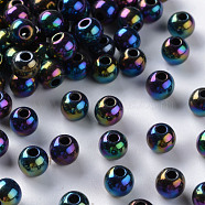 Opaque Acrylic Beads, AB Color Plated, Round, Black, 6x5mm, Hole: 1.8mm, about 4400pcs/500g(MACR-S370-D6mm-S002)