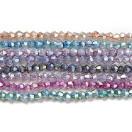 Baking Painted Transparent Glass Beads Strands, Imitation Opalite, AB Color, Faceted, Bicone, Mixed Color, 3x2.5mm, Hole: 0.8mm, about 168~172pcs/strand, 16.30~17.01 inch(41.4~43.2cm)(DGLA-F002-04)