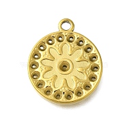 304 Stainless Steel Pendant Rhinestone Settings, Round Charm, Golden, Tray: 2mm, 20x17x2.5mm, Hole: 1.8mm(STAS-D192-14G)