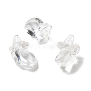 Natural Quartz Crystal Carved Half Hole Beads, Rock Crystal Animal Beads, Cattle, 13x24.5x13.5mm, Hole: 1mm(G-K367-02D)