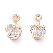 Alloy Clear Cubic Zirconia Charms, Long-Lasting Plated, Butterfly, Golden, 12.5x7x5mm, Hole: 1.4mm(ZIRC-A022-11G)