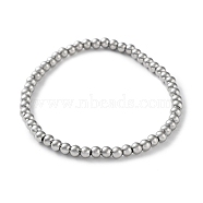 316 Surgical Stainless Steel Round Beaded Stretch Bracelets, Stainless Steel Color, Inner Diameter: 2-1/8 inch(5.3cm), Wide: 4mm(BJEW-M305-01B-P)