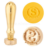 Golden Plated Brass Stamps, DIY Drawing Stamps, Flat Round, Letter S, 89x25.5mm, Pattern: 25mm(DIY-WH0349-161D)