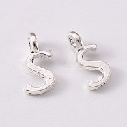 Tibetan Style Alloy Charms, Cadmium Free & Lead Free, Antique Silver, Letter.S, S: 10.5x5x1.5mm, Hole: 1.8mm(TIBEP-R361-01S-AS-RS)