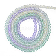 Transparent Glass Beads Strands, Segmented Multi-color Beads, Faceted Round, Lilac, 2mm, Hole: 0.6mm, about 194~199pcs/strand, 14.49 inch~14.61 inch(36.8~37.1cm)(GLAA-N041-009-12)