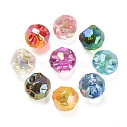 UV Plating Rainbow Iridescent Acrylic European Beads, Faceted, Large Hole Beads, Round, Mixed Color, 15.5x15.5mm, Hole: 4mm(OACR-F006-05)