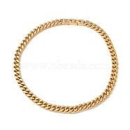 Ion Plating(IP) 304 Stainless Steel Curb Chains Necklace for Women, Golden, Link: 13x17x3.2mm, 24.80 inch(63cm)(NJEW-E155-02G-01)