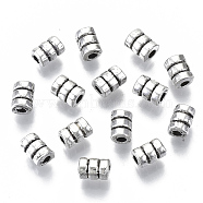 Tibetan Style Alloy Beads, Cadmium Free & Lead Free, Column, Antique Silver, 6x4mm, Hole: 1.6mm, about 2000pcs/1000g(TIBEB-N005-13AS-RS)