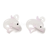 Handmade Lampwork Pendants, Dolphin Charms, Pink, 27~30x23~25mm, Hole: 3~4mm(LAMP-A002-C02)