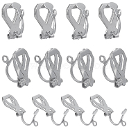 40Pcs 304 Stainless Steel Clip-on Earring Findings, with Loops, Stainless Steel Color, 12x6x9mm, Hole: 1.2mm(STAS-SC0005-84P)
