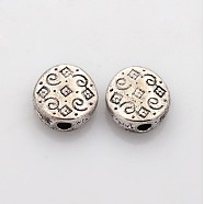 Tibetan Style Alloy Beads, Lead Free and Cadmium Free, Flat Round, Antique Silver, 7x7x3mm, Hole: 1.5mm(LF10856Y-NF)