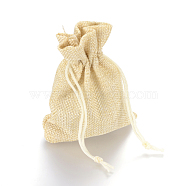 Polyester Imitation Burlap Packing Pouches Drawstring Bags, Lemon Chiffon, 12x9cm(X-ABAG-R005-9x12-13)