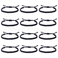 ANATTASOUL 12Pcs Nylon Braided Cord Bracelets Set, Knot Adjustable Bracelets for Women, Black, Inner Diameter: 1-1/2~3-3/8 inch(3.7~8.5cm)(BJEW-AN0001-58)