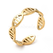 Ion Plating(IP) 201 Stainless Steel Ring, Open Cuff Ring, DNA Molecule Double Helix Structure Ring for Men Women, Real 18K Gold Plated, US Size 6 1/4(16.7mm)(RJEW-E063-01G)