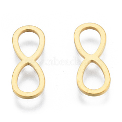 201 Stainless Steel Connector Charms, Infinity, Real 18K Gold Plated, 16x6x1mm, Inner Diameter: 3.5x6mm(STAS-N090-T08-2)