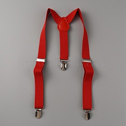 Adjustable Polyester Y-Shaped Heavy Duty Suspenders, with 3 Iron Clips, Red, 400~600x25x2~6mm(AJEW-WH0307-23I)
