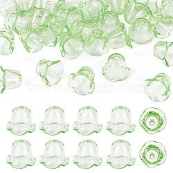 30Pcs Acrylic Bead Caps for Wind Chimes Making, Multi-Petal Flower, Yellow Green, 21~24.5x13mm, Hole: 2mm(TACR-TA0001-69A)
