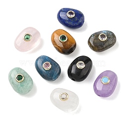 Natural Mixed Stone Beads, with Brass Micro Pave Cubic Zirconia Findings, Nuggets, Mixed Dyed and Undyed, 18x13x9.5~10mm, Hole: 2mm(GG-CBA4B5A-01G)