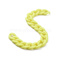 Handmade Opaque Acrylic Curb Chains, Yellow, Links: 19x13.5x4.5mm, 39.37 inch(1m)/strand(X-AJEW-JB00662-08)