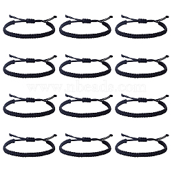 ANATTASOUL 12Pcs Nylon Braided Cord Bracelets Set, Knot Adjustable Bracelets for Women, Black, Inner Diameter: 1-1/2~3-3/8 inch(3.7~8.5cm)(BJEW-AN0001-58)