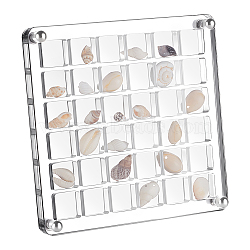 36 Grids Acrylic Shell Storage Box with Lid, Shell Organizer Display Case, Square, Clear, 12x12x1.1cm(ODIS-WH0061-46)