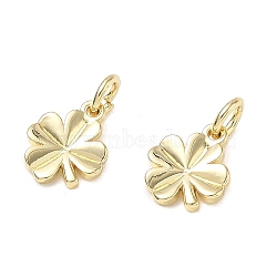 Brass Charms, Clover Charms, Cadmium Free & Lead Free, Rack Plating, Long-Lasting Plated, Real 18K Gold Plated, 11x9x1.5mm, Hole: 3.5mm(KK-CBA9234-03G)