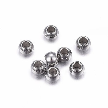 202 Stainless Steel Beads, Rondelle, Stainless Steel Color, 2.5x1.8mm, Hole: 1.2mm