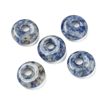 Natural Blue Spot Jasper Donut/Pi Disc Charms, 14~14.5x4mm, Hole: 4mm