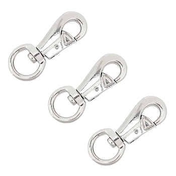 Zinc Alloy Swivel Lobster Claw Clasps, Swivel Snap Hook, Trigger Clips with D Rings, for Linking Dog Leash Collar, Handmade Crafts Project, Platinum, 101x41.3x14.9mm, 3pcs/box
