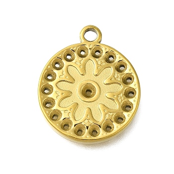 304 Stainless Steel Pendant Rhinestone Settings, Round Charm, Golden, Tray: 2mm, 20x17x2.5mm, Hole: 1.8mm