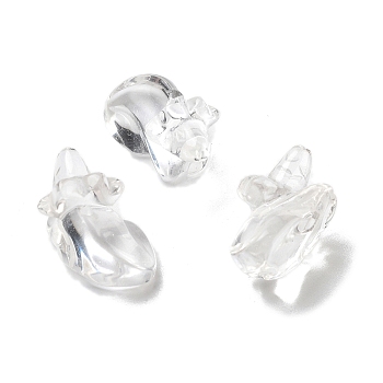 Natural Quartz Crystal Carved Half Hole Beads, Rock Crystal Animal Beads, Cattle, 13x24.5x13.5mm, Hole: 1mm