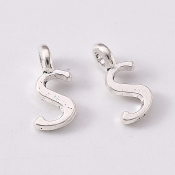 Tibetan Style Alloy Charms, Cadmium Free & Lead Free, Antique Silver, Letter.S, S: 10.5x5x1.5mm, Hole: 1.8mm