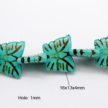 Synthetic Howlite Beads Strands, Dyed & Heated, Butterfly, Turquoise, 16x13x4mm, Hole: 1mm, about 38pcs/strand, 16 inch, about 22-24strands/1000g