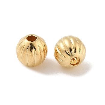 Brass Beads, Pumpkin, Real 16K Gold Plated, 6x6mm, Hole: 1.6mm