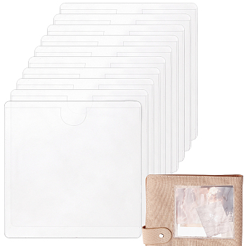 Gorgecraft 10Pcs PVC Transparent Card Holder, Self-adhesive Price Tag Label Bag, White, 105x105x0.5mm, 10pcs