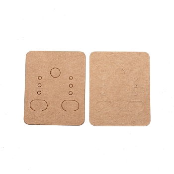 Paper Earring Display Cards, Rectangle, Tan, 4.8x3.8x0.05cm, Hole: 2mm and 6mm, 100pcs/set
