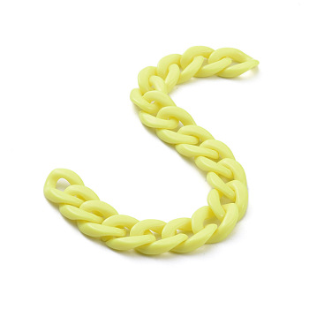 Handmade Opaque Acrylic Curb Chains, Yellow, Links: 19x13.5x4.5mm, 39.37 inch(1m)/strand