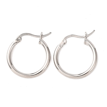 Rhodium Plated 925 Sterling Silver Hoop Earrings, Platinum, 18x2mm
