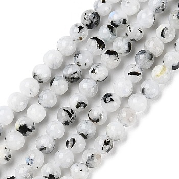 Natural Rainbow Moonstone Beads Strands, Round, 4mm, Hole: 0.6mm, about 92pcs/strand, 15.51''(39.4cm)