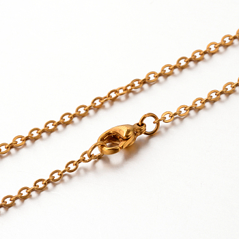304 Stainless Steel Cable Chain Necklace, Golden, 17.7 inch(45cm), 2mm, Link: 2.5~2.9x2x0.5mm